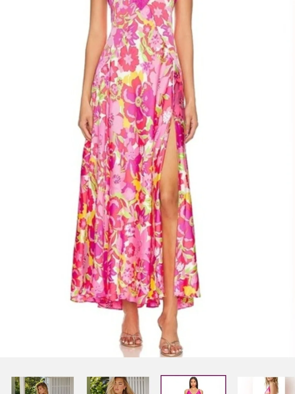 Free People All A Bloom Pink Floral Lace Trim Maxi Slip Dress - Picture 4 of 7